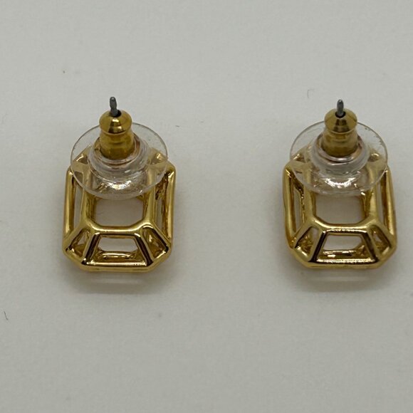 Kate Spade Freeze Frame Earrings Gold Geometric StudsRectangle Modern Minimalist - Picture 9 of 11